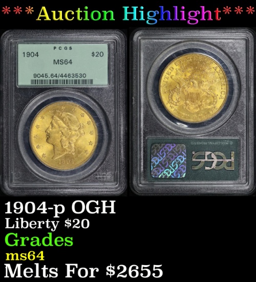 *Highlight* PCGS 1904-p Gold Liberty Double Eagle OGH $20 ms64 PCGS (fc)