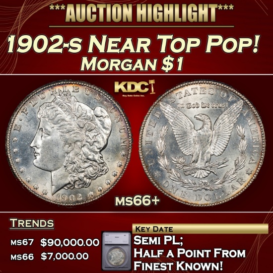 *Highlight* 1902-s Morgan Dollar Near Top Pop! $1 ms66+ SEGS (fc)