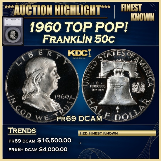 *Highlight* 1960 Proof Franklin Half Dollar TOP POP! 50c pr69 DCAM SEGS (fc)