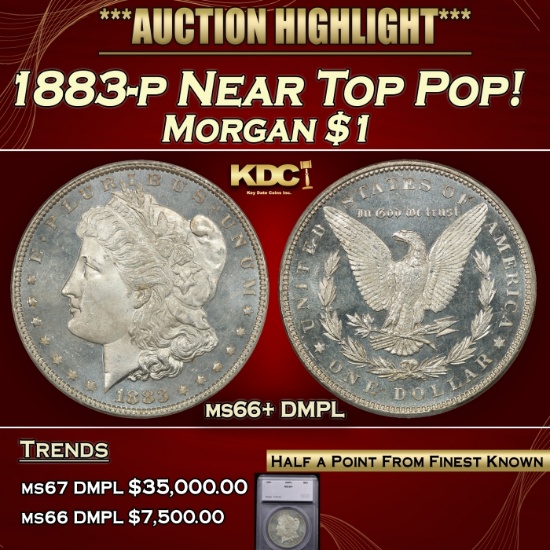 *Highlight* 1883-p Morgan Dollar Near Top Pop! $1 ms66+ DMPL SEGS (fc)
