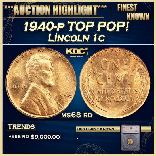 *Highlight* 1940-p Lincoln Cent TOP POP! 1c ms68 rd SEGS (fc)