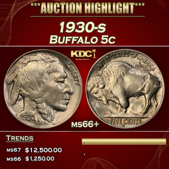 *Highlight* 1930-s Buffalo Nickel 5c ms66+ SEGS (fc)