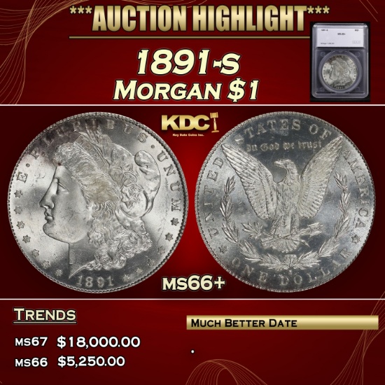 *Highlight* 1891-s Morgan Dollar $1 ms66+ SEGS (fc)