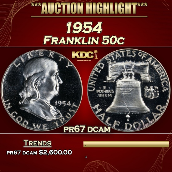 *Highlight* 1954 Proof Franklin Half Dollar 50c pr67 dcam SEGS (fc)