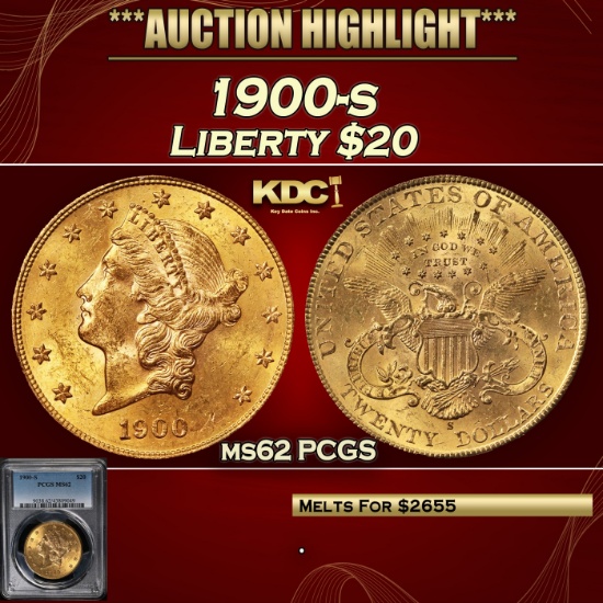 *Highlight* PCGS 1900-s Gold Liberty Double Eagle $20 ms62 PCGS (fc)