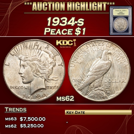 *Highlight* 1934-s Peace Dollar $1 Select Unc USCG (fc)