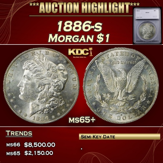 *Highlight* 1886-s Morgan Dollar $1 ms65+ SEGS (fc)