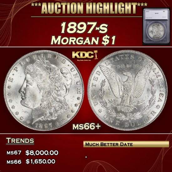 *Highlight* 1897-s Morgan Dollar $1 ms66+ SEGS (fc)