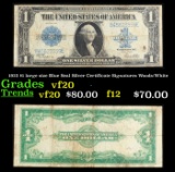 1923 $1 large size Blue Seal Silver Certificate Grades vf, very fine Signatures Woods/White
