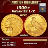 *Highlight* 1909-p Gold Indian Quarter Eagle $2 1/2 ms64+ SEGS (fc)