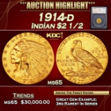 *Highlight* 1914-d Gold Indian Quarter Eagle $2 1/2 ms65 SEGS (fc)