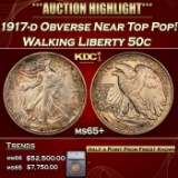 *Highlight* 1917-d Obverse Walking Liberty Half Dollar Near Top Pop! 50c ms65+ SEGS (fc)