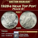 *Highlight* 1928-s Peace Dollar Near Top Pop! $1 ms65 SEGS (fc)
