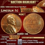 *Highlight* 1955/1955 DDO Lincoln Cent Near Top Pop! 1c ms65+ rb SEGS (fc)