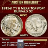 *Highlight* 1913-d TY II Buffalo Nickel Near Top Pop! 5c ms67+ SEGS (fc)