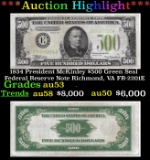 *Highlight* 1934 President McKinley $500 Green Seal Federal Reserve Note Richmond, VA Grades Select