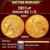 *Highlight* 1911-p Gold Indian Quarter Eagle $2 1/2 ms64+ SEGS (fc)