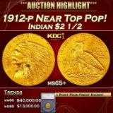 *Highlight* 1912-p Gold Indian Quarter Eagle Near Top Pop! $2 1/2 ms65+ SEGS (fc)
