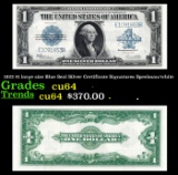 1923 $1 large size Blue Seal Silver Certificate Grades Choice CU Signatures Speelman/white