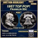 *Highlight* 1957 Proof Franklin Half Dollar TOP POP! 50c pr69 DCAM SEGS (fc)