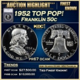 *Highlight* 1952 Proof Franklin Half Dollar TOP POP! 50c pr67 dcam SEGS (fc)