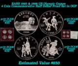 RARE 1995 & 1996 US Olympic Games 4 Coin Commemorative Half Dollar Proof Set in OGP