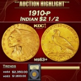 *Highlight* 1910-p Gold Indian Quarter Eagle $2 1/2 Select+ Unc USCG (fc)