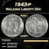 1943-p Walking Liberty Half Dollar 50c Grades GEM++ Unc