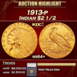 *Highlight* 1913-p Gold Indian Quarter Eagle $2 1/2 ms64+ SEGS (fc)