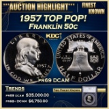*Highlight* 1957 Proof Franklin Half Dollar TOP POP! 50c pr69 DCAM SEGS (fc)