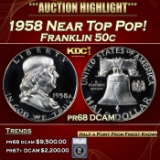 *Highlight* 1958 Proof Franklin Half Dollar Near Top Pop! 50c pr68 DCAM SEGS (fc)