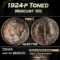 1924-p Mercury Dime Toned  10c Grades GEM FSB