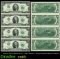 Scarce Uncut Sheet of 4x  **Star Notes** 1976 $2 Federal Reserve Notes Grades Gem CU