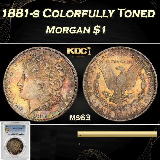 PCGS 1881-s Morgan Dollar Colorfully Toned $1 ms63 PCGS