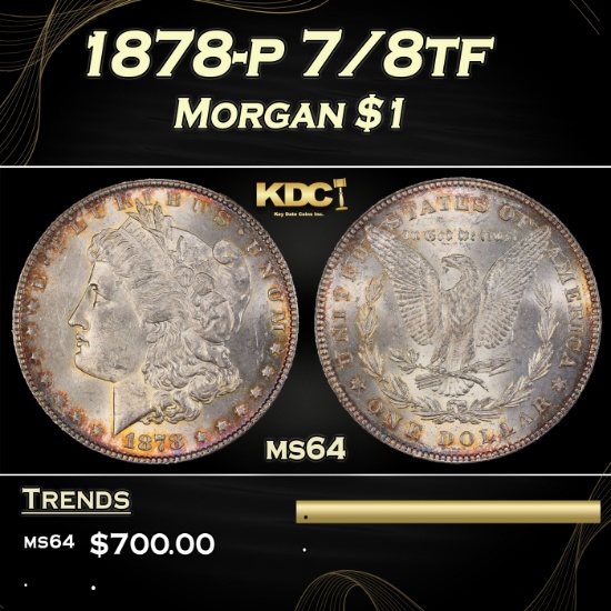 1878-p 7/8tf Morgan Dollar $1 Grades Choice Unc