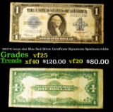 1923 $1 large size Blue Seal Silver Certificate Grades vf+ Signatures Speelman/white