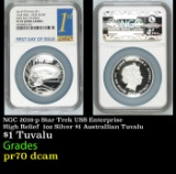 NGC NGC 2016-p Star Trek USS Enterprise High Relief  1oz Silver $1 Australlian Tuvalu  Proof pr70 dc