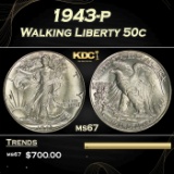 1943-p Walking Liberty Half Dollar 50c Grades GEM++ Unc