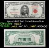 1963 $5 Red Seal United States Note Grades Select CU
