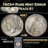 PCGS 1923-p Peace Dollar Rare Mint Error $1 au58 PCGS
