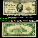 1929 $10 National Currency The Federal Reserve Bank Of Ny, NY Grades vf+