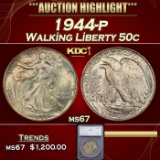 *Highlight* 1944-p Walking Liberty Half Dollar 50c ms67 SEGS (fc)