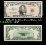 1953A $5 Red Seal United States Note Grades vf++