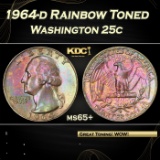1964-d Washington Quarter Rainbow Toned 25c GEM+ Unc USCG