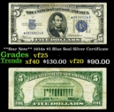 **Star Note** 1934a $5 Blue Seal Silver Certificate Grades vf+