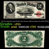 1917 $2 Large Size Legal Tender Note Thomas Jefferson Grades vf+ Signatures Elliott/White