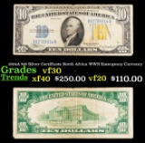 1934A $10 Silver Certificate North Africa WWII Emergency Currency Grades vf++
