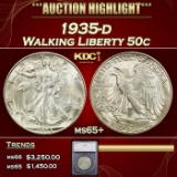*Highlight* 1935-d Walking Liberty Half Dollar 50c ms65+ SEGS (fc)