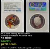 NGC NGC 2016 Disney Mickey Band Concert Colorized $2 Silver Niue Proof pr70 dcam NGC