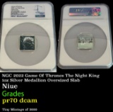 NGC NGC 2022 Game Of Thrones The Night King  1oz Silver Medallion Oversized Slab Proof pr70 dcam NGC